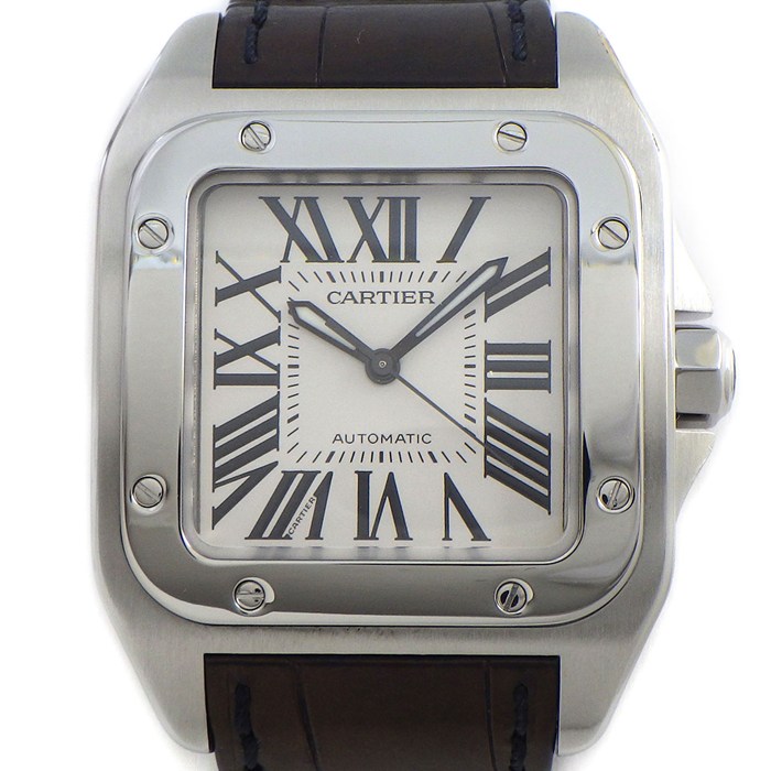 カルティエ Cartier 腕時計 サントス100 MM W20106X8 スクエア シルバー文字盤 ...