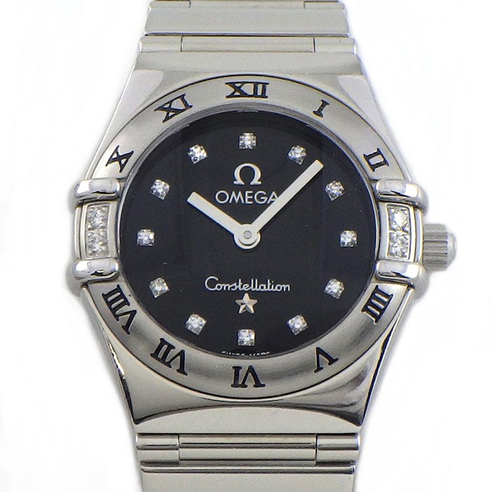 【5日限定★対象品3％OFF＆全品P3倍】 オメガ OMEGA 腕時計 コンステレーションミニ マイチョイス 1566.56 12ポイント ダイヤインデックス ブラック文字盤 SS クオーツアナログ 【中古】