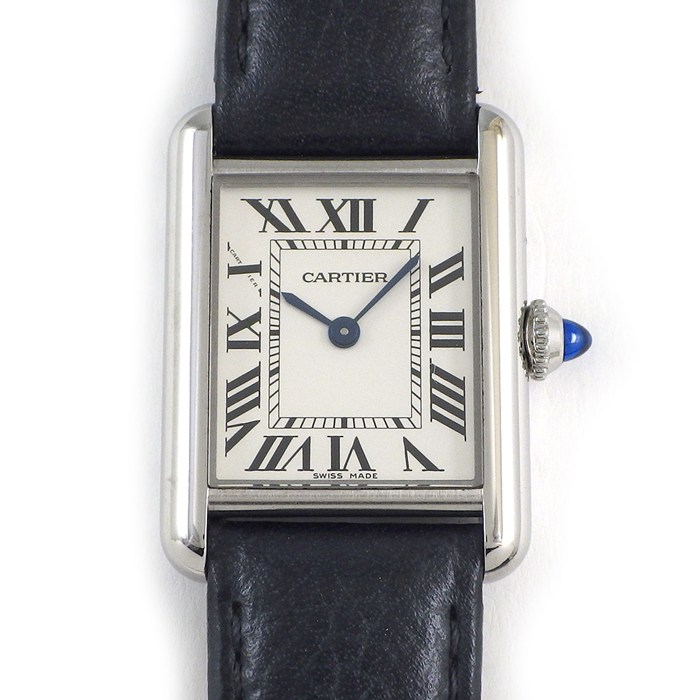 【5日限定★対象品3％OFF＆全品P3倍】 カルティエ Cartier 腕時計 タンク マスト SM WSTA0042 レクタンギュラー シルバー文字盤 ローマンインデックス 牛革ベルト SS クオーツアナログ 【中古】