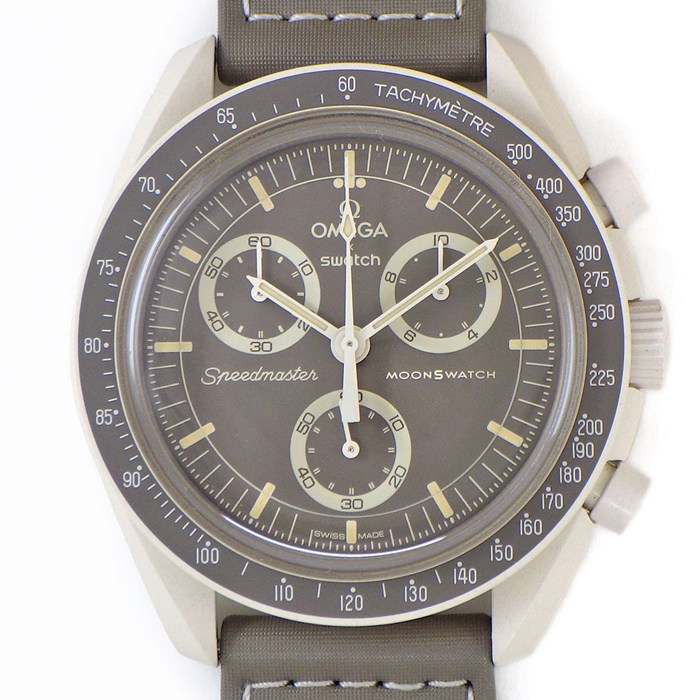  スウォッチ×オメガ Swatch×OMEGA 腕時計 ムーンスウォッチ ミッション オン アース デザート SO33T103 スピードマスター グレージュ文字盤 サンドカラー バイオセラミック ベルクロストラップ クオーツアナログ  