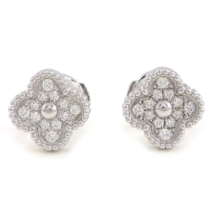 ヴァンクリーフ＆アーペル Van Cleef & Arpels ピアス スウィートアルハンブラ VCARO85500 24ポイント ダイヤモンド 計0.16ct K18WG 【中古】