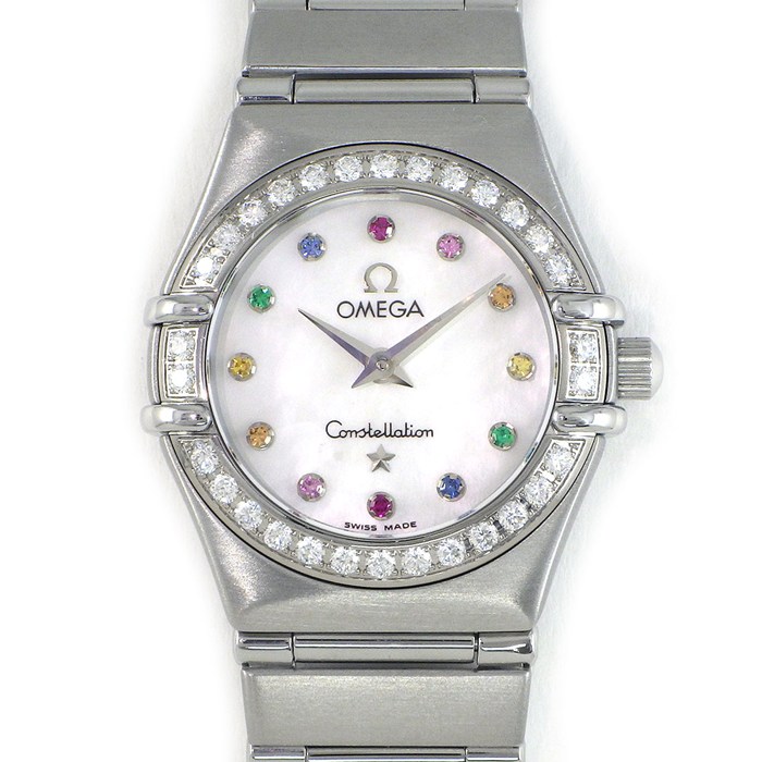 【5日限定★対象品3％OFF＆全品P3倍】 オメガ OMEGA 腕時計 コンステレーション スモール アイリス 1476.79.00 ダイヤベゼル ホワイトシェル文字盤 マルチカラーストーンインデックス SS クオーツアナログ 【中古】