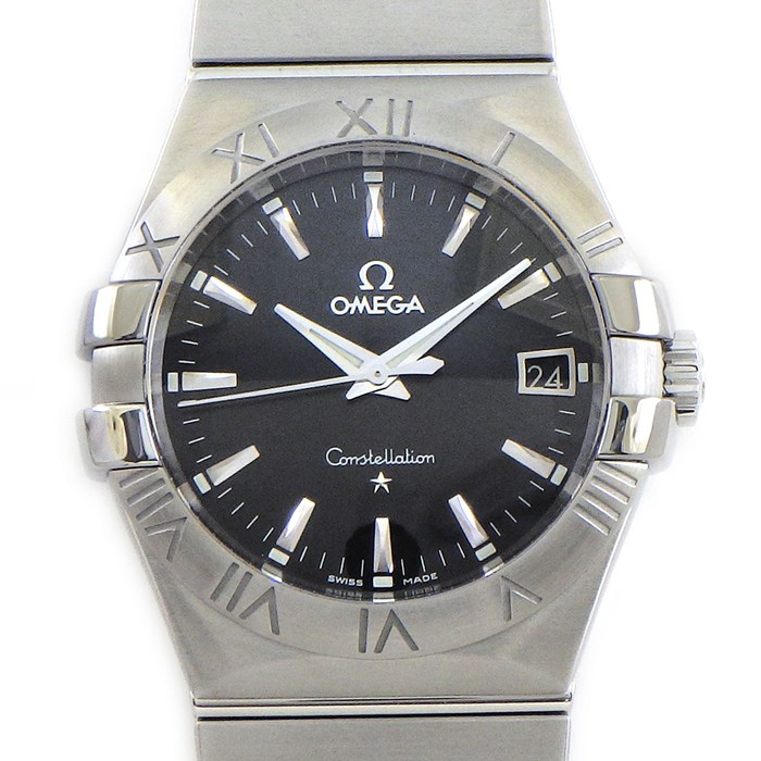 【5日限定★対象品3％OFF＆全品P3倍】 オメガ OMEGA 腕時計 コンステレーション 123.10.35.60.01.001 デイト 夜光針 夜光インデックス ブラック文字盤 SS クオーツアナログ 【中古】