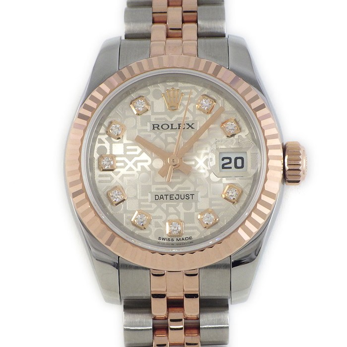 ロレックス Rolex 腕時計 デイトジャスト 179171G ルーレット刻印 ランダムシリアル シルバーコンピューター文字盤 彫コン エバーローズゴールド SS 自動巻き 【箱・保付き】 【中古】