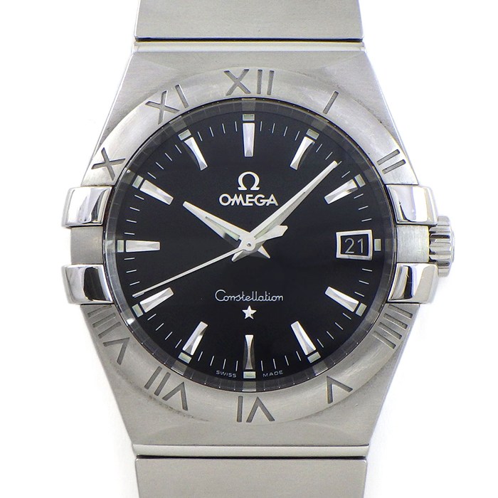 【5日限定★対象品3％OFF＆全品P3倍】 オメガ OMEGA 腕時計 コンステレーション 123.10.35.60.01.001 デイト 夜光インデックス 夜光針 マット ブラック文字盤 SS クオーツアナログ 【中古】