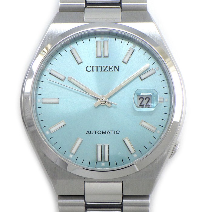 【5日限定★対象品3％OFF＆全品P3倍】 シチズン CITIZEN 腕時計 シチズンコレクション ツヨサ NJ0151-88M/8210-S126967 デイト 裏スケ 夜光インデックス 夜光針 サンレイ アイスブルー文字盤 SS 自動巻き 【箱・保付き】 【中古】