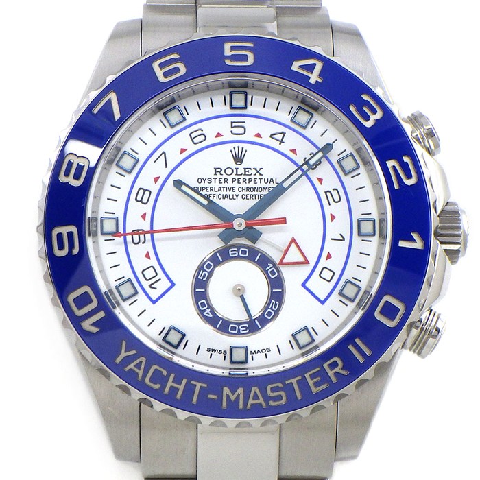 【5日限定★対象品3％OFF＆全品P3倍】 ロレックス Rolex 腕時計 ヨットマスター II 116680 ルーレット刻印 ランダムシリアル レガッタクロノグラフ スモールセコンド 夜光 ホワイト文字盤 SS ブルーセラミック 自動巻き 【箱・保付き】 【中古】
