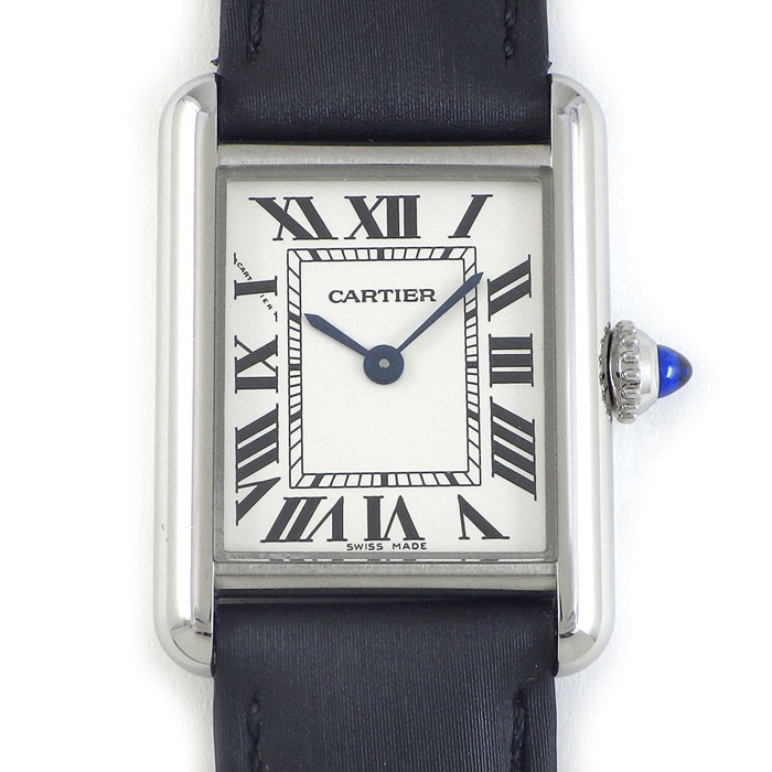 【5日限定★対象品3％OFF＆全品P3倍】 カルティエ Cartier 腕時計 タンク マスト SM WSTA0042 レクタンギュラー シルバー文字盤 ブラック レザーベルト SS クオーツアナログ