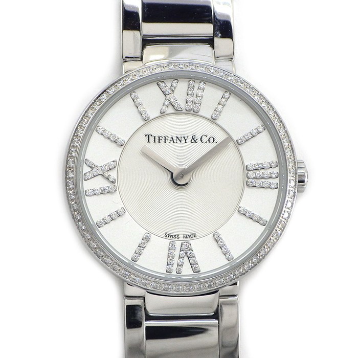 【5日限定★対象品3％OFF＆全品P3倍】 ティファニー Tiffany & Co. 腕時計 アトラス 2ハンド 62867469 ダイヤベゼル/インデックス シルバー文字盤 SS クオーツアナログ 【中古】