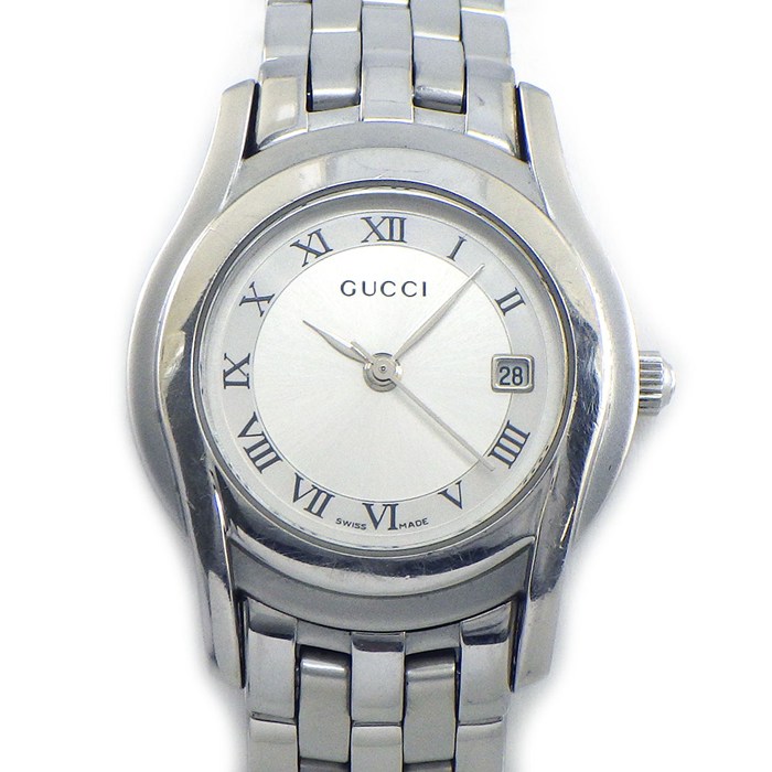 【5日限定★対象品3％OFF＆全品P3倍】 グッチ GUCCI 腕時計 Gクラス 5500L シルバー文字盤 ローマンインデックス デイト SS クオーツアナログ 【中古】