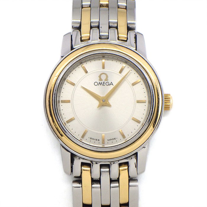 【5日限定★対象品3％OFF＆全品P3倍】 オメガ OMEGA 腕時計 デ・ヴィル プレステージ 4370.31.00 サンレイ シルバー文字盤 K18YG SS クオーツアナログ 【中古】