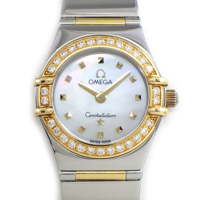 【5日限定★対象品3％OFF＆全品P3倍】 オメガ OMEGA 腕時計 コンステレーション マイチョイス ミニ 1365.71.0?0 ダイヤベゼル ホワイト マザーオブパール文字盤 K18YG SS クオーツアナログ 【中古】