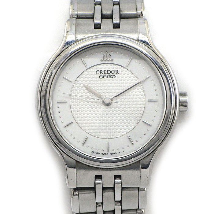【5日限定★対象品3％OFF＆全品P3倍】 クレドール CREDOR 腕時計 GSBA005/4J85-0A10 ホワイト文字盤 SS クオーツアナログ 【中古】