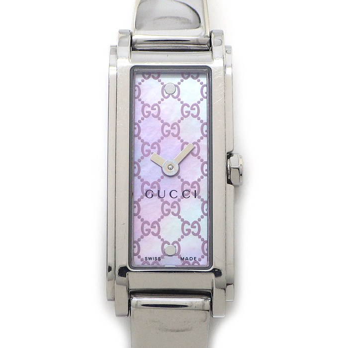 【5日限定★対象品3％OFF＆全品P3倍】 グッチ GUCCI 腕時計 ブレスウォッチ 109 バングル ホースビット レクタンギュラー GGロゴ ピンクシェル文字盤 SS クオーツアナログ 【中古】