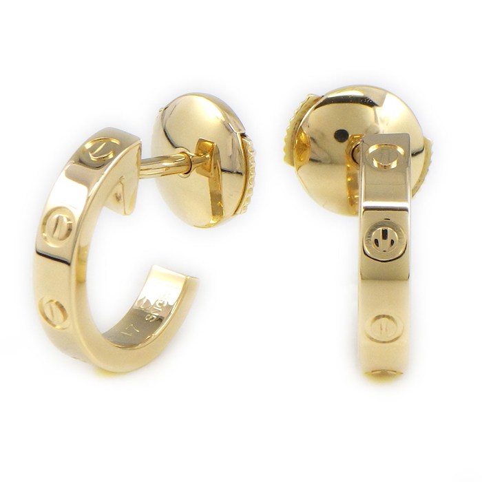 【最大3万円OFFクーポン★15日限定P3倍】 カルティエ Cartier ピアス ラブ フープ スモールモデル SM B8028800 K18YG 【中古】