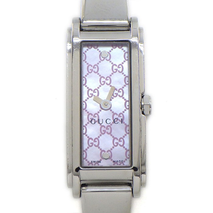 【5日限定★対象品3％OFF＆全品P3倍】 グッチ GUCCI 腕時計 バングルウォッチ 109 ホースビット レクタンギュラー GG柄 ピンクシェル文字盤 SS クオーツアナログ 【中古】