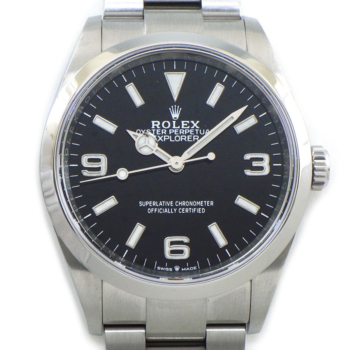 【5日限定★対象品3％OFF＆全品P3倍】 ロレックス Rolex 腕時計 エクスプローラー36 124270 ルーレット刻印 ブラック文字盤 夜光インデックス 夜光針 SS 自動巻き 【箱・保付き】 【中古】
