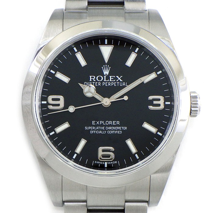 【5日限定★対象品3％OFF＆全品P3倍】 ロレックス Rolex 腕時計 エクスプローラー1 214270 ルーレット刻印 ブラック文字盤 夜光インデックス 夜光針 SS 自動巻き 【箱・保付き】 【中古】
