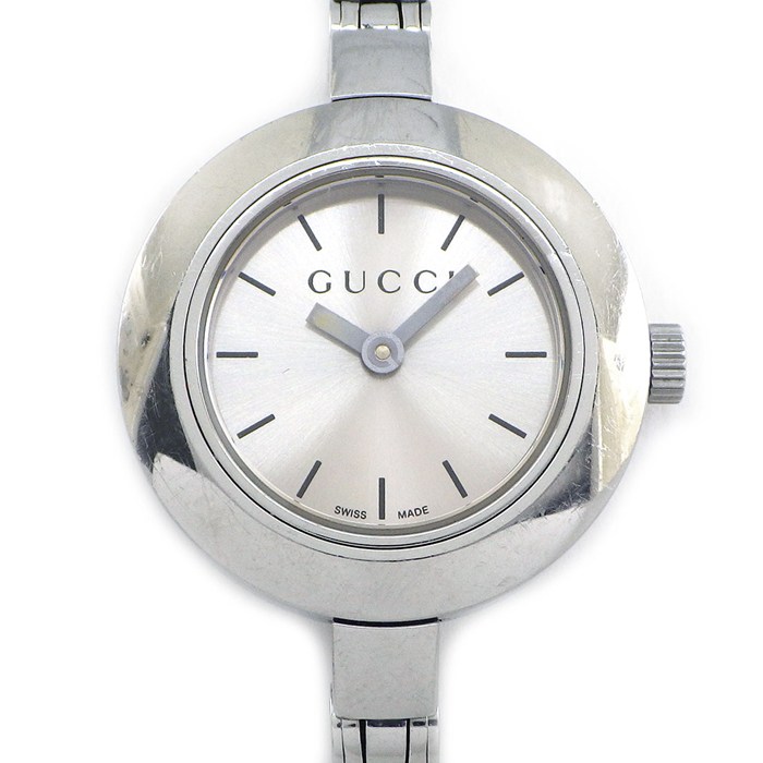 【5日限定★対象品3％OFF＆全品P3倍】 グッチ GUCCI 腕時計 バングルウォッチ ラウンド 105 サンレイ シルバー文字盤 SS クオーツアナログ 【中古】