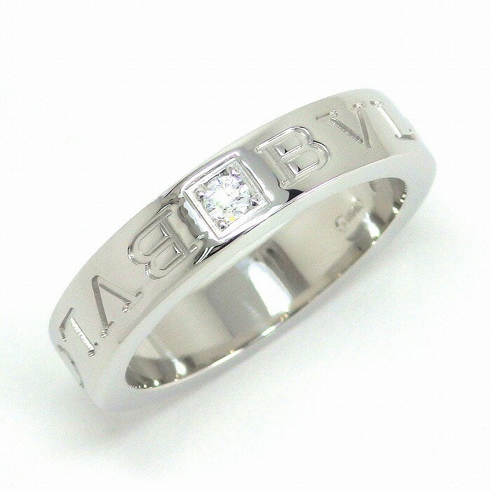 ブルガリ BVLGARI リング ダブルロゴ K18WG 1ポイント ダイヤモンド 9.75号【中古】