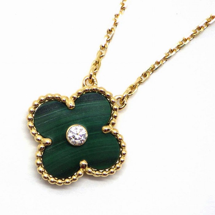 ヴァンクリーフ＆アーペル Van Cleef & Arpels ネックレス ヴィンテージ アルハンブラ 2013 Xmas限定 K18YG マラカイト 1ポイント ダイヤモンド 【中古】のサムネイル