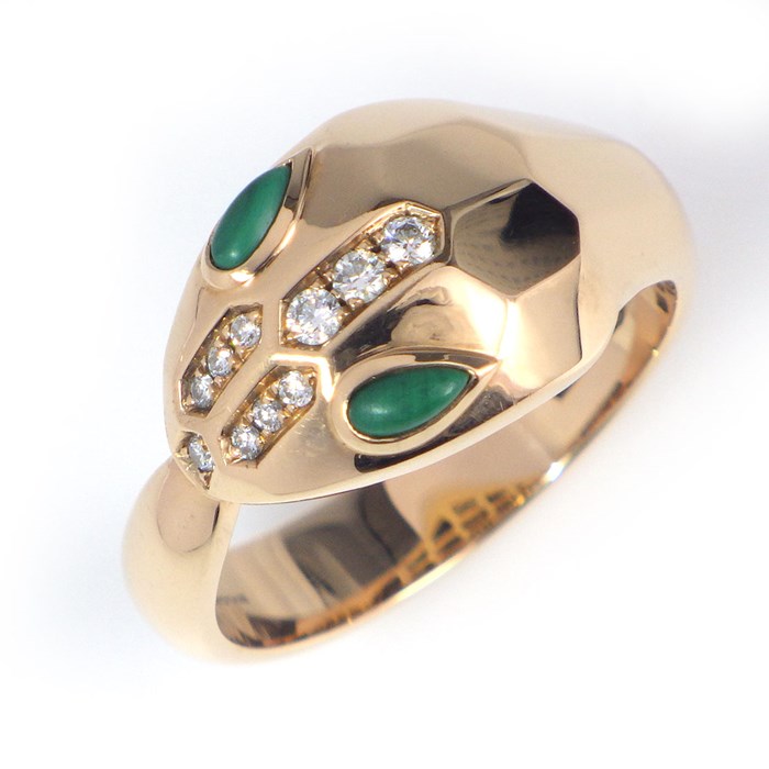ブルガリ BVLGARI リング セルペンティ マラカイト K18PG マラカイト ダイヤモンド 14.5号【中古】のサムネイル