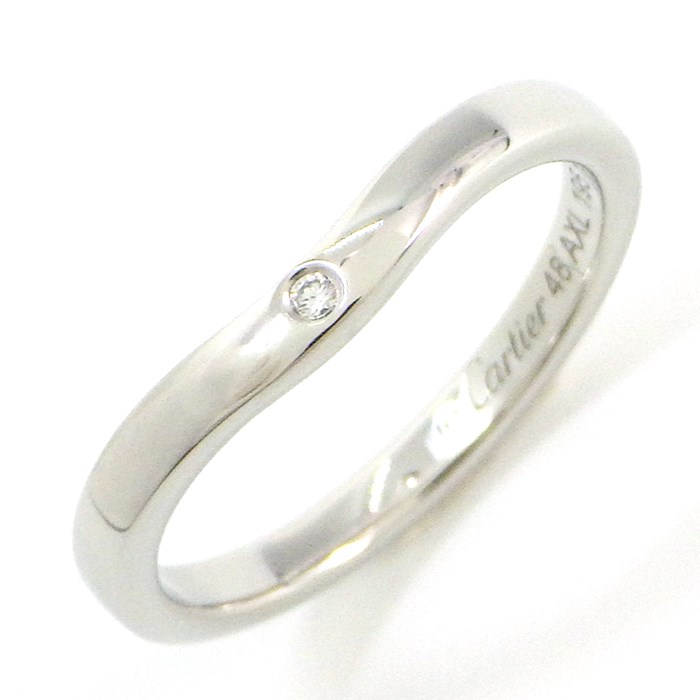 カルティエ Cartier リング バレリーナ カーブ ウェディング PT950 3ポイント ダイヤモンド 8号 / #48【中古】のサムネイル
