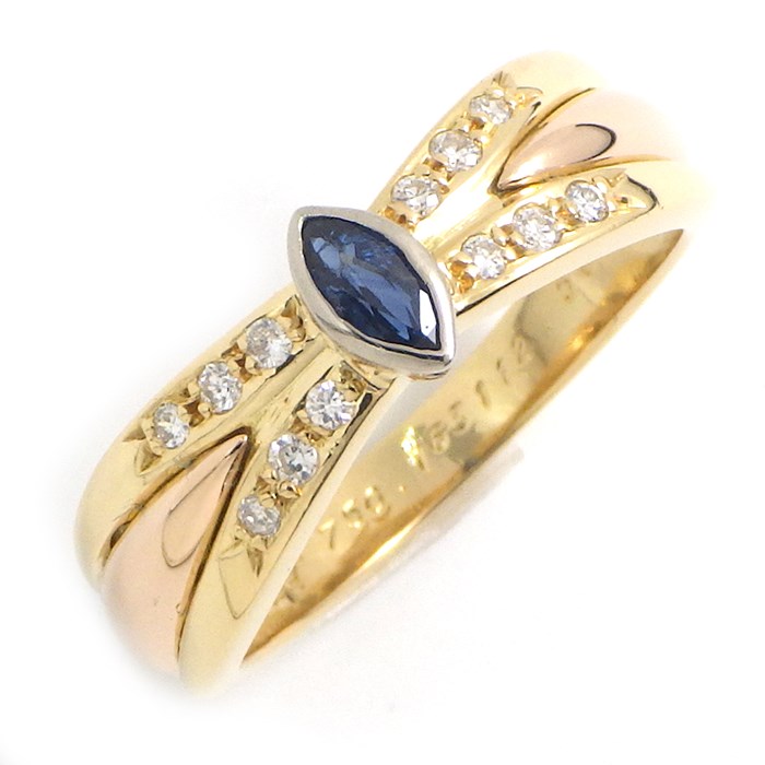 カルティエ Cartier リング マーキスカット サファイア 12ポイント ダイヤモンド K18PG K18WG K18YG 9.5号 / #50 【中古】のサムネイル