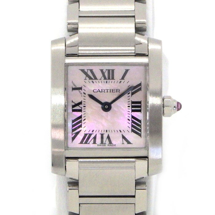 カルティエ Cartier 腕時計 タンクフランセーズ SM ピンクシェル文字盤 W51008Q3 SS クォーツ 【中古】