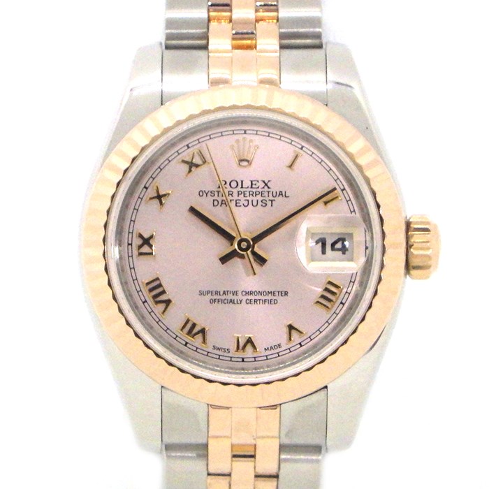 ロレックス Rolex 腕時計 オイスターパーペチュアル デイトジャスト 179171 ピンク文字盤 ローマンインデックス カレンダー K18PG ステンレススチール 自動巻き 【箱・保付き】 【中古】