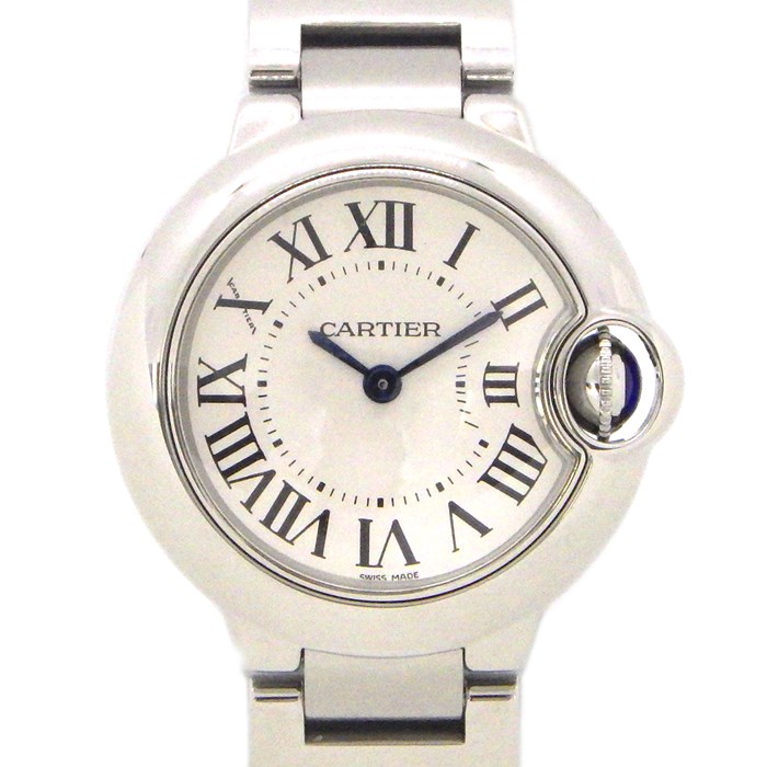カルティエ Cartier 腕時計 バロンブルー SM ローマ文字盤 W69010Z4 カボション サファイア ステンレススチール クォーツ 【中古】