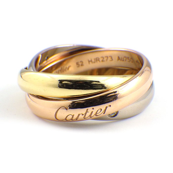 カルティエ Cartier リング トリニティ 5ポイント ダイヤモンド 0.04ct K18PG K18WG K18YG 12号 / #52 【中古】