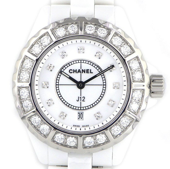 シャネル CHANEL 腕時計 J12 H2429 11ポイント ダイヤインデックス ラージ ダイヤ ベゼル カレンダー ホワイト 白 文字盤 ダイヤモンド SS ホワイト セラミック クォーツ 【中古】のサムネイル