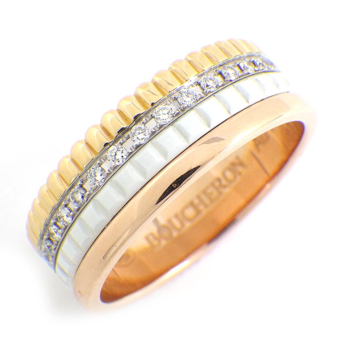 ブシュロン BOUCHERON リング キャトル クラシック スモール フルサークル フルエタニティ ダイヤモンド K18PG K18WG K18YG ホワイトセラミック 白 12号 / #52 【中古】のサムネイル