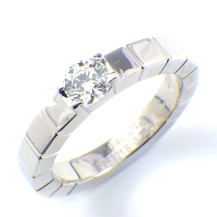 【★最終お値引き品】 カルティエ Cartier リング ラニエール ソリティア ソリテール ロゴ ダイヤモンド 0.25ct(E/IF/EX) K18WG 6号 / #46 【中古】のサムネイル