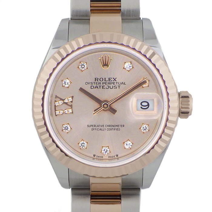 【ポイント2倍！クーポン配布中】 ロレックス Rolex 腕時計 デイトジャスト オイスターパーペチュアル 28 279171G ランダム番 ルーレット刻印 カレンダー ピンクサンレイ 文字盤 17ポイント ダイヤインデックス 星型 K18PG SS 自動巻き 【中古】