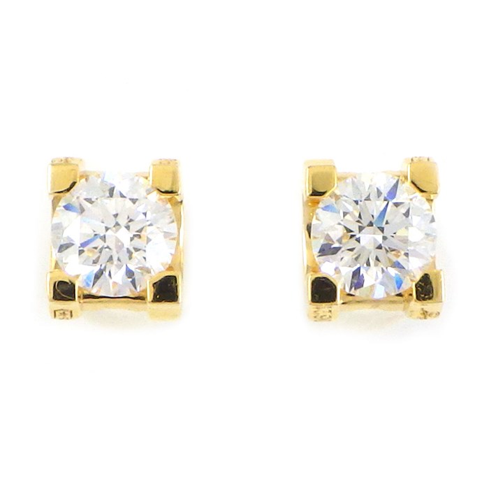 カルティエ Cartier ピアス Cドゥ セッティング ソリティア ソリテール ダイヤモンド 0.23ct / 0.23ct (G/VVS1/3EX) K18YG 【中古】のサムネイル
