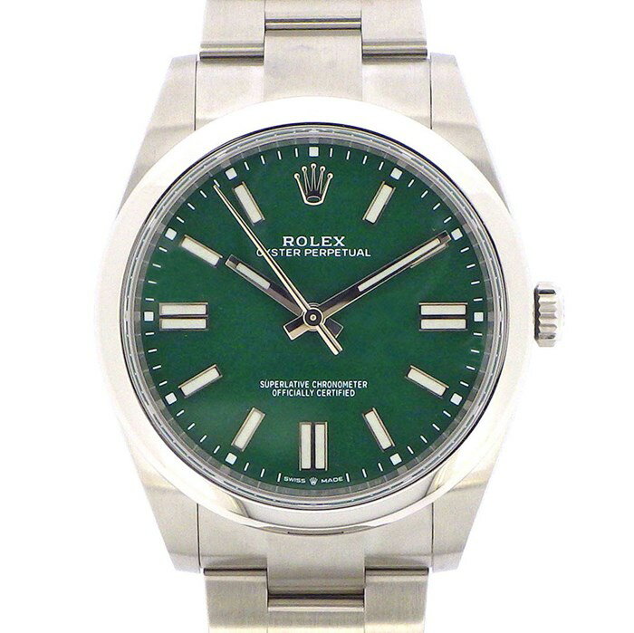 ロレックス Rolex 腕時計 オイスターパーペチュアル 124300 グリーン文字盤 ルーレット刻印 SS 自動巻き 【箱・保付き】 【中古】