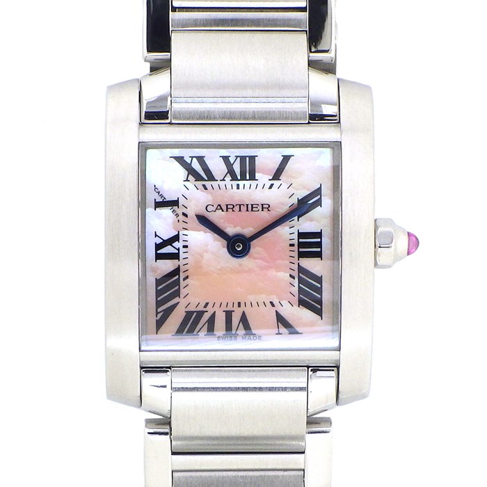 カルティエ Cartier 腕時計 タンクフランセーズ SM W51028Q3 ピンクシェル文字盤  ...