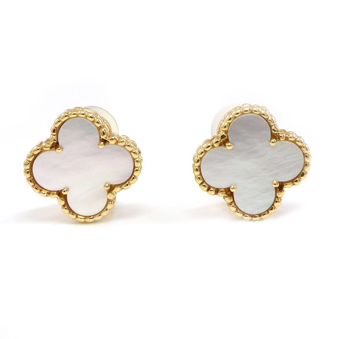 ヴァンクリーフ＆アーペル Van Cleef & Arpels イヤリング ヴィンテージアルハンブラ マザーオブパール ホワイトシェル 白 K18YG 【中古】のサムネイル