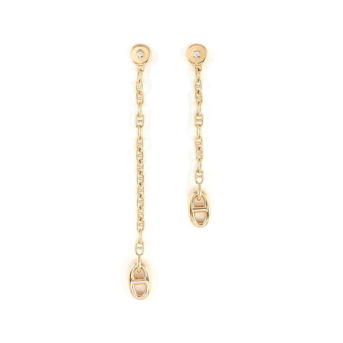 エルメス HERMES ピアス シェーヌダンクル 2ポイント ダイヤモンド K18PG 【中古】のサムネイル