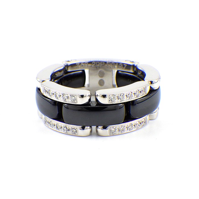 シャネル CHANEL リング ウルトラ ミディアム ダイヤモンド K18WG ブラックセラミック  ...