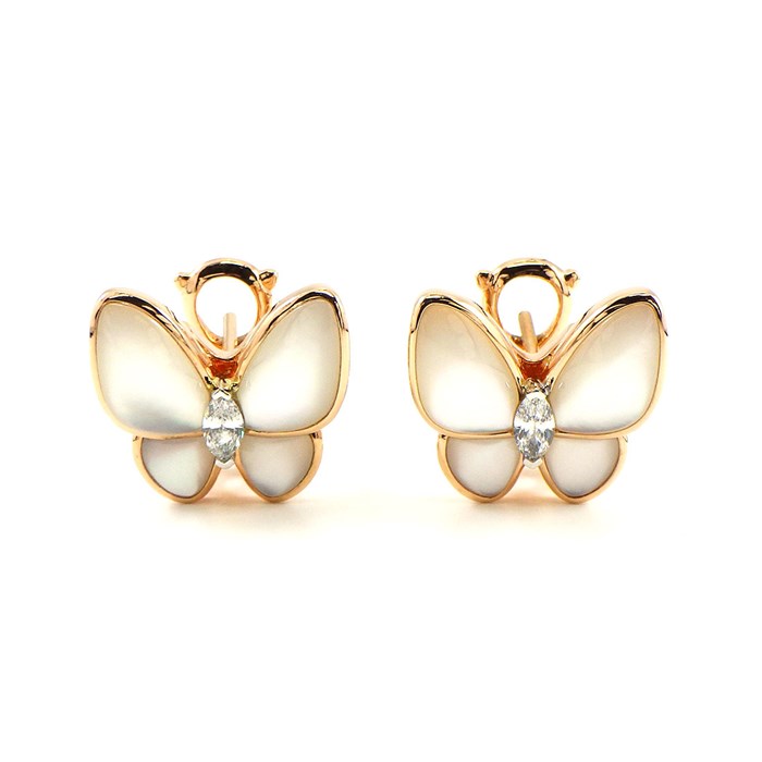 ヴァンクリーフ＆アーペル Van Cleef & Arpels ピアス ドゥ パピヨン ホワイトシェル 白 マーキスカット ダイヤモンド 0.31ct K18PG 【中古】のサムネイル