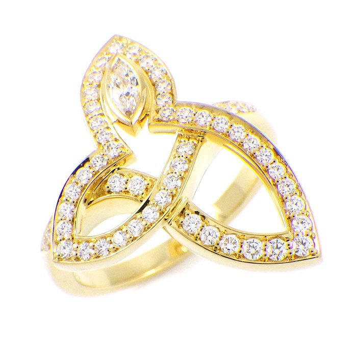 ハリーウィンストン HARRY WINSTON リング リリークラスター 1ポイント マーキスカット ダイヤモンド 54ポイント ラウンド ダイヤモンド 計0.41ct K18YG 10号 【中古】のサムネイル