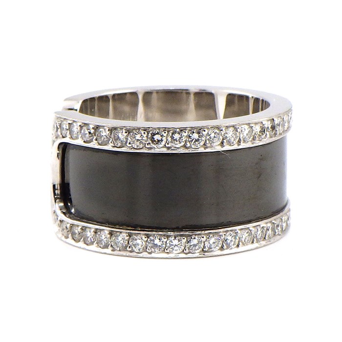 【ポイント2倍】 カルティエ Cartier リング C2 2C ダイヤモンド K18WG ブラックラッカー 10号 / #50 【中古】