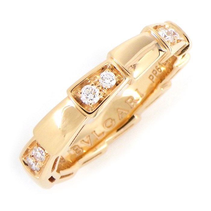 ブルガリ BVLGARI リング セルペンティ ヴァイパー 12ポイント ハーフ ダイヤモンド 0.21ct K18PG 9号 / #49 【箱・保付き】 【中古】