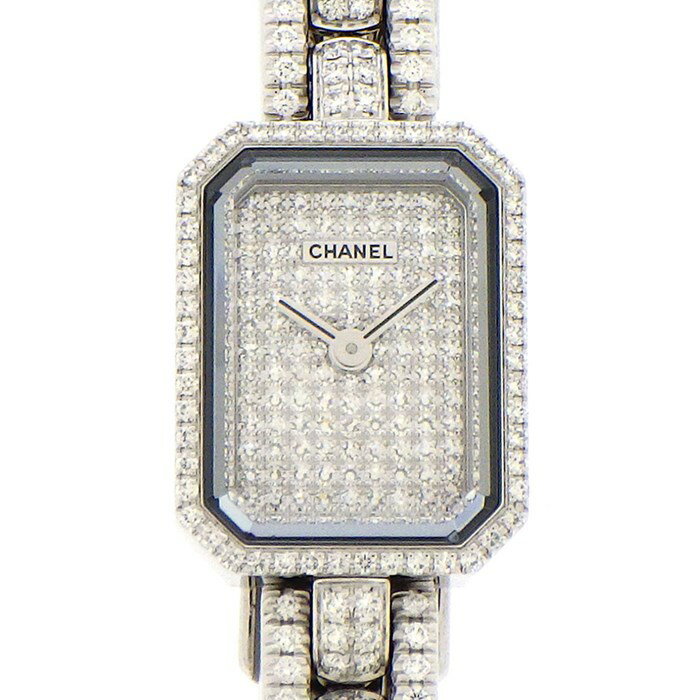 シャネル CHANEL 腕時計 プルミエール H2437 パヴェ 52ポイント ダイヤベゼル 0.26ct 404ポイント ダイヤベルト 2.46ct 113ポイント スクエア ダイヤ文字盤 0.37ct K18WG クオーツアナログ 【中古】