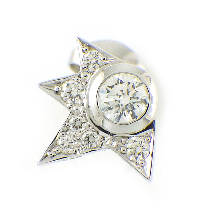 タサキ 田崎真珠 TASAKI ピアス コメット スター 星 1ポイント パヴェ ダイヤモンド 0.18ct K18WG ※片方のみ 【中古】のサムネイル
