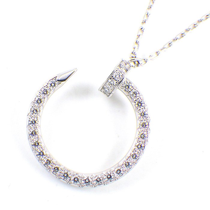 カルティエ Cartier ネックレス ジュストアンクル 釘モチーフ パヴェ ダイヤモンド 0.38ct K18WG 【中古】