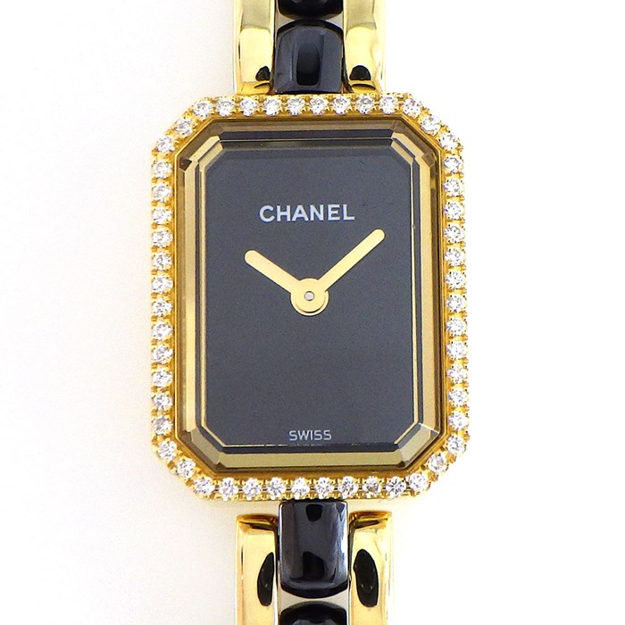 シャネル CHANEL 腕時計 プルミエール H2436 ダイヤベゼル ブラック 文字盤 セラミック ...